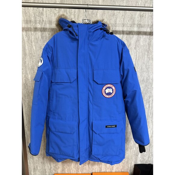Canada Goose Expedition Parka M/M Blue W/ Fur Trim Hood Arctic Program Patch War - Picture 1 of 16